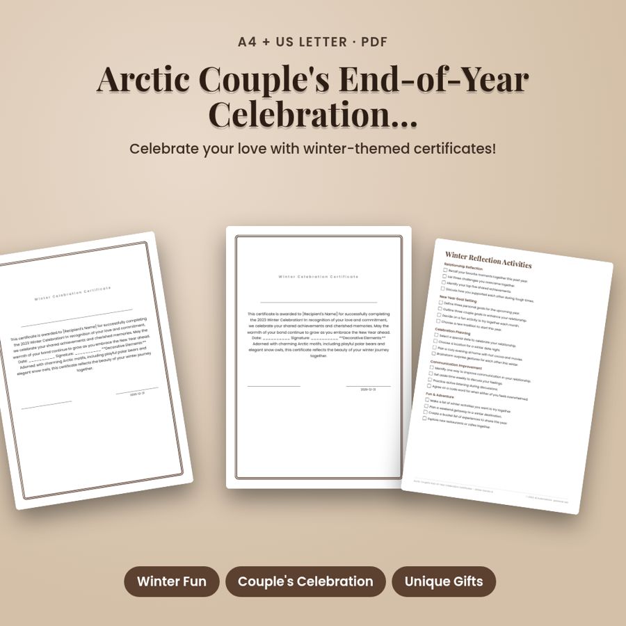 Arctic Couple's End-of-Year Celebration Certificates – Winter Games &