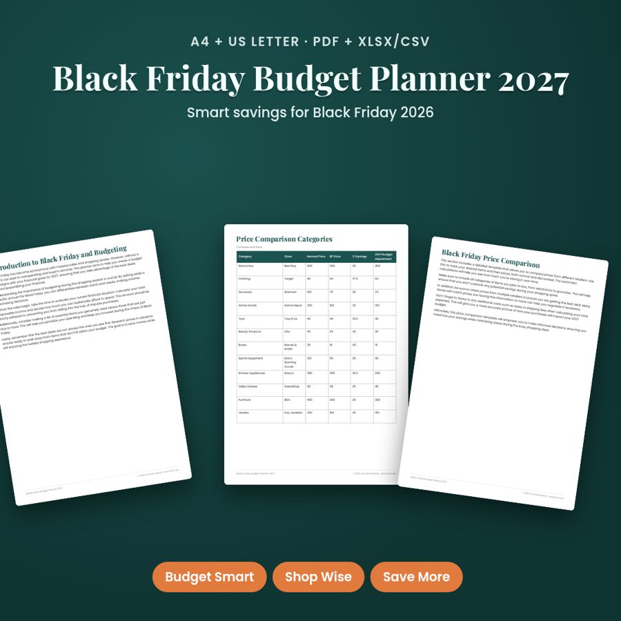 Black Friday Budget Planner 2027 | Printable PDF + Excel Template