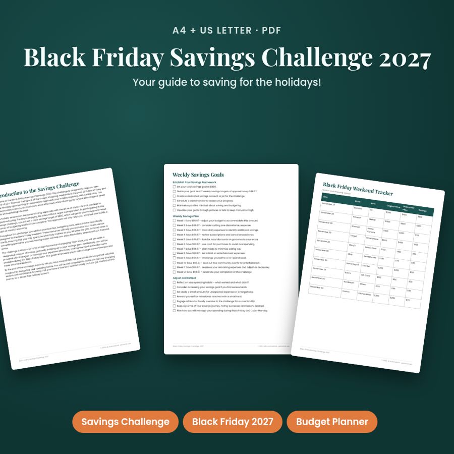 Black Friday Savings Challenge 2027 | Printable Money Tracker