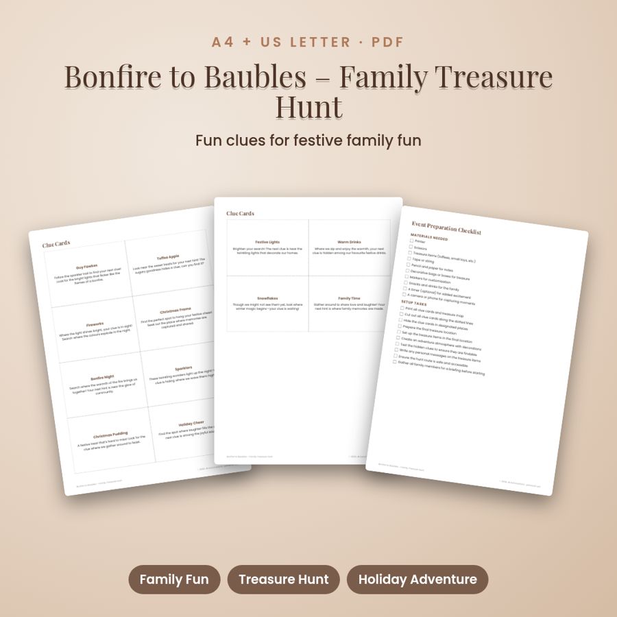 Bonfire to Baubles – Family Treasure Hunt | Printable PDF