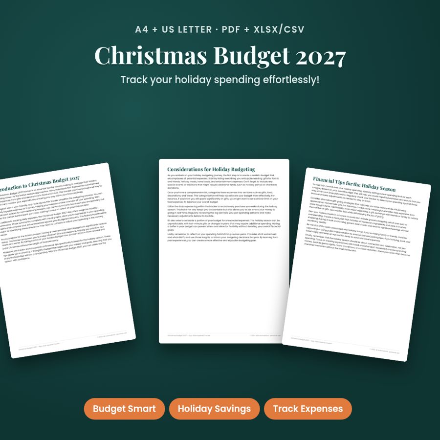 Christmas Budget Tracker 2027 | App-Style Expense Spreadsheet
