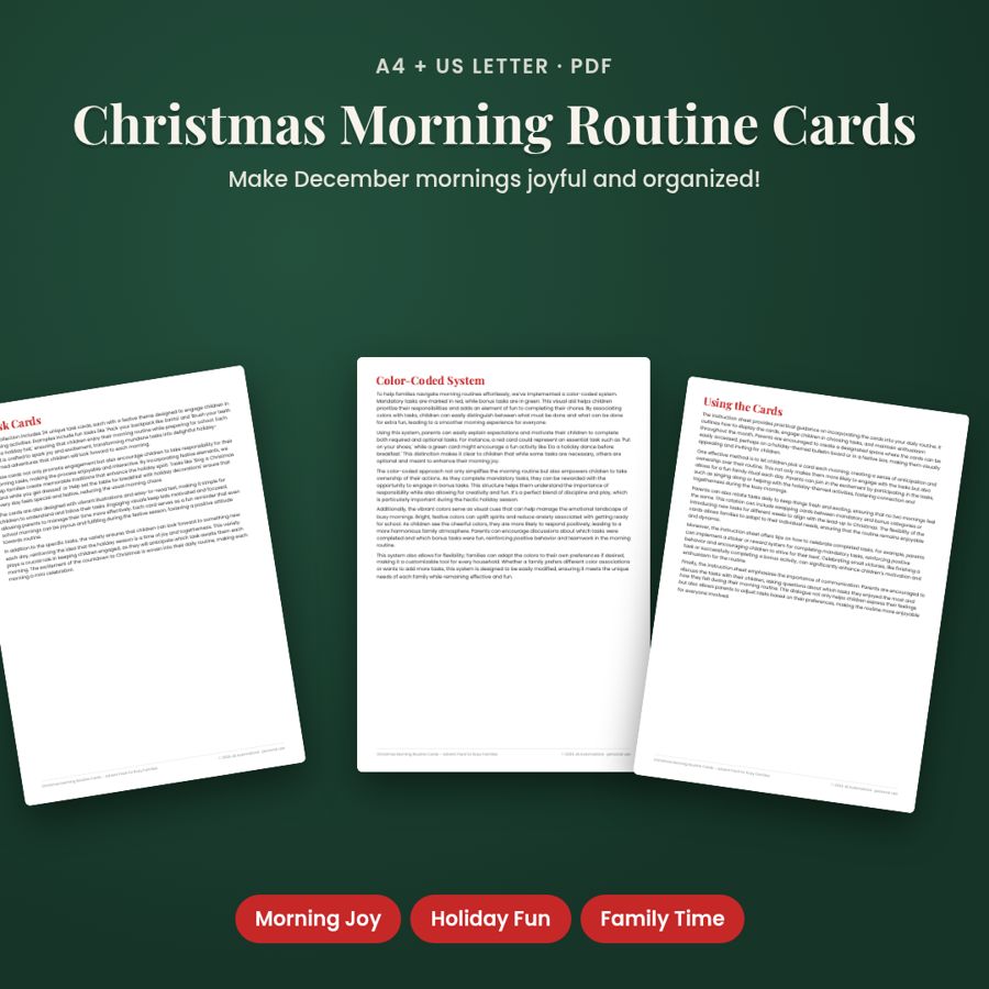 Christmas Morning Routine Cards – Advent Pack for Busy Families