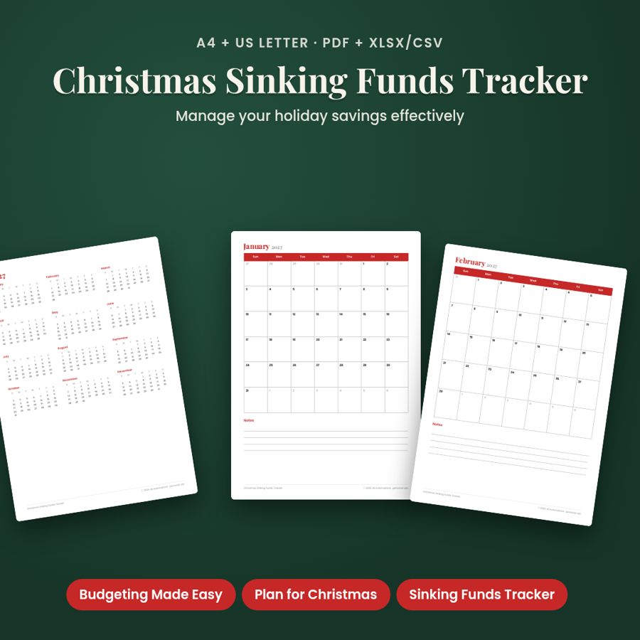 Christmas Sinking Funds Tracker | Save for the Holidays (PDF + Excel)