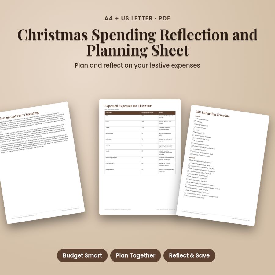 Christmas Spending Reflection and Planning Sheet | Printable PDF