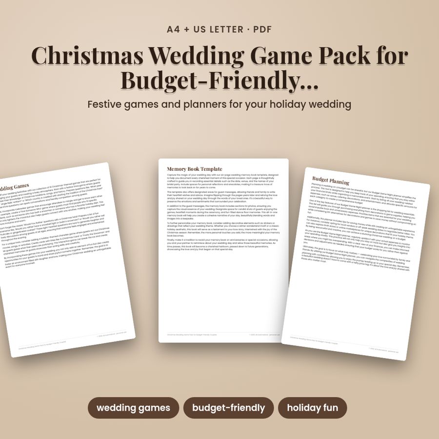 Christmas Wedding Game Pack for Budget-Friendly Couples