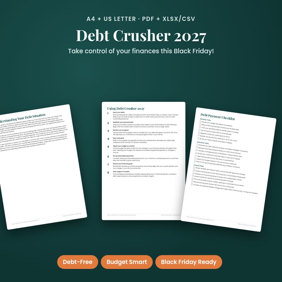 Debt Crusher 2027: Your Guide to Becoming Debt-Free | PDF + Excel