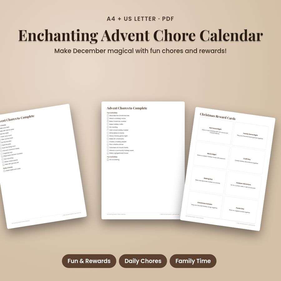 Enchanting Advent Chore Calendar | Printable PDF, A4 + US Letter
