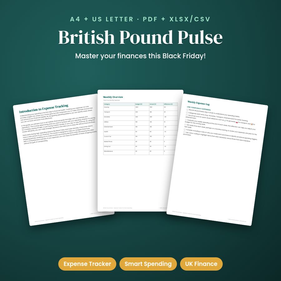 Expense Tracker for Smart Spending | PDF + Excel – British Pound Pulse