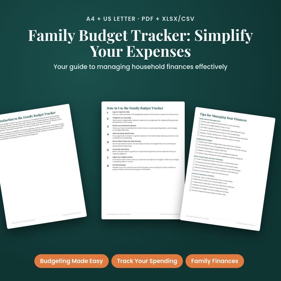Family Budget Tracker: Simplify Your Expenses | PDF + Excel