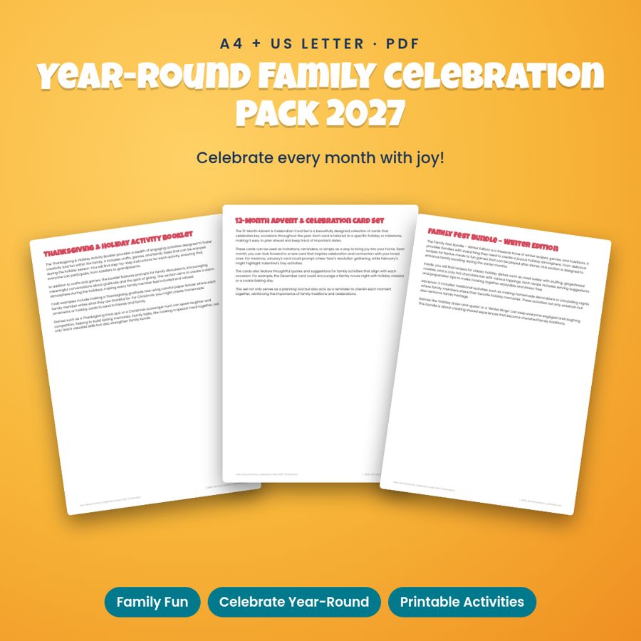 Family Celebration Planner 2027 | 12-Month Holiday & Event Pack