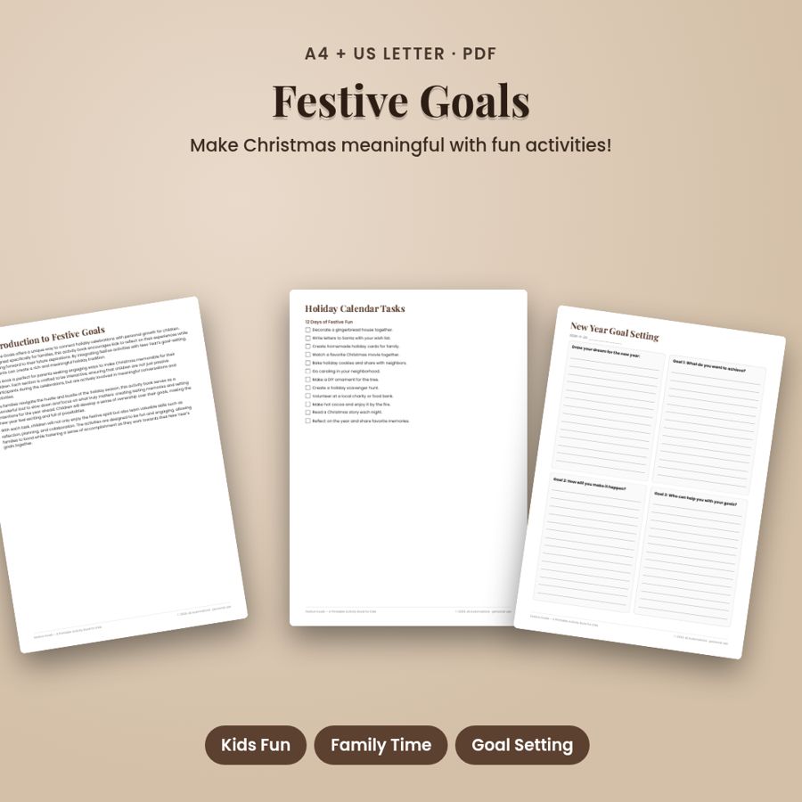 Festive Goals – A Printable Activity Book for Kids | Printable PDF
