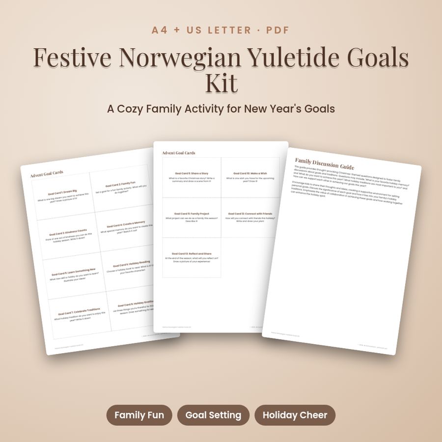 Festive Norwegian Yuletide Goals Kit | Printable PDF, A4 + US Letter