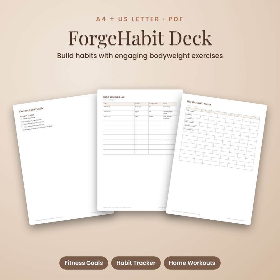 ForgeHabit Deck: Your Complete Home Workout Card Set | Printable PDF