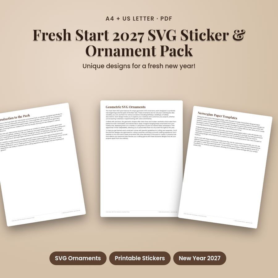 Fresh Start 2027 SVG Sticker & Ornament Pack | Printable PDF