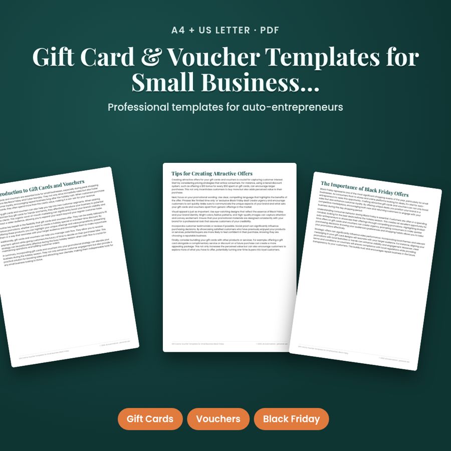Gift Card & Voucher Templates for Small Business Black Friday
