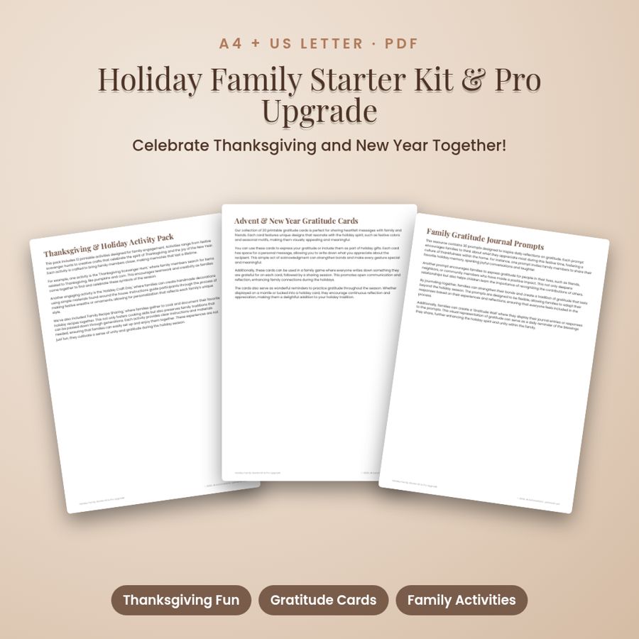 Holiday Family Starter Kit & Pro Upgrade | Printable PDF