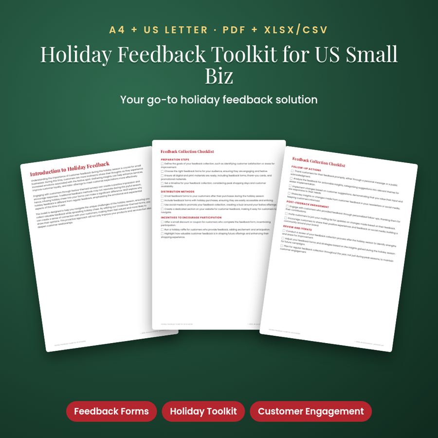 Holiday Feedback Toolkit for US Small Biz | PDF + Excel Spreadsheet