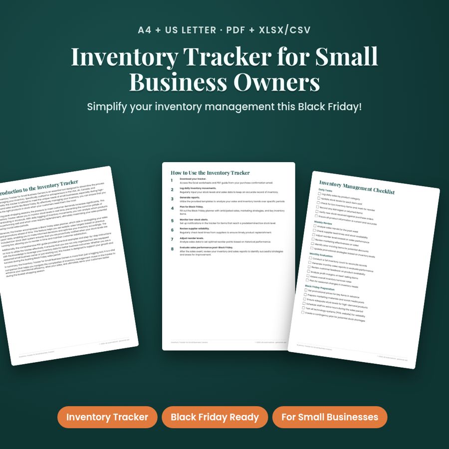Inventory Tracker for Small Business Owners | PDF + Excel Spreadsheet