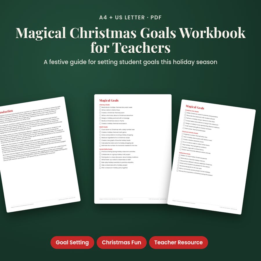 Magical Christmas Goals Workbook for Teachers | Printable PDF