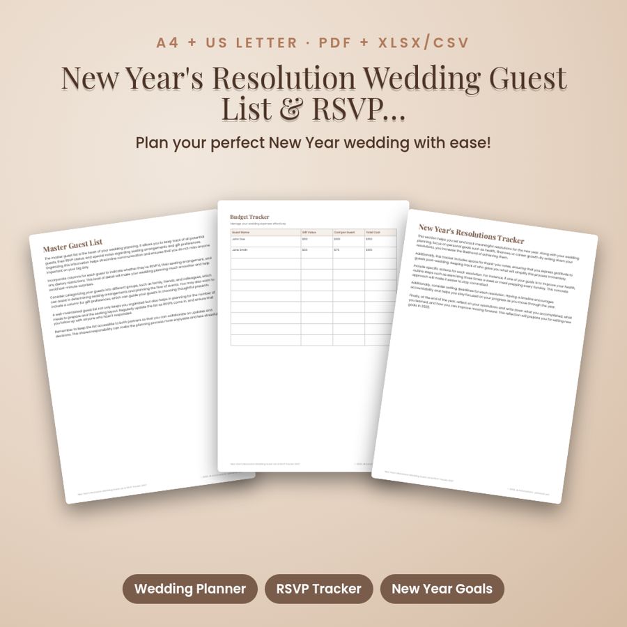 New Year's Resolution Wedding Guest List & RSVP Tracker 2027
