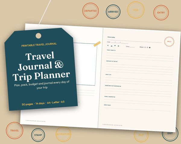 Travel Journal & Trip Planner – Plan, pack, budget and journal every day of your trip