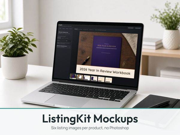 ListingKit Mockups – Turn one PDF or PNG into 6 listing images: mockups, preview, what's included. No Photoshop