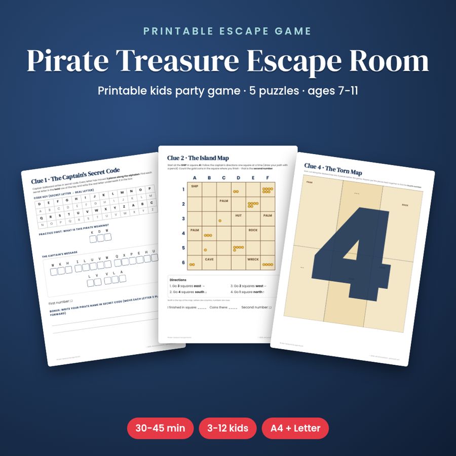 Pirate Escape Room for Kids | Printable Party Game (Ages 7-11)
