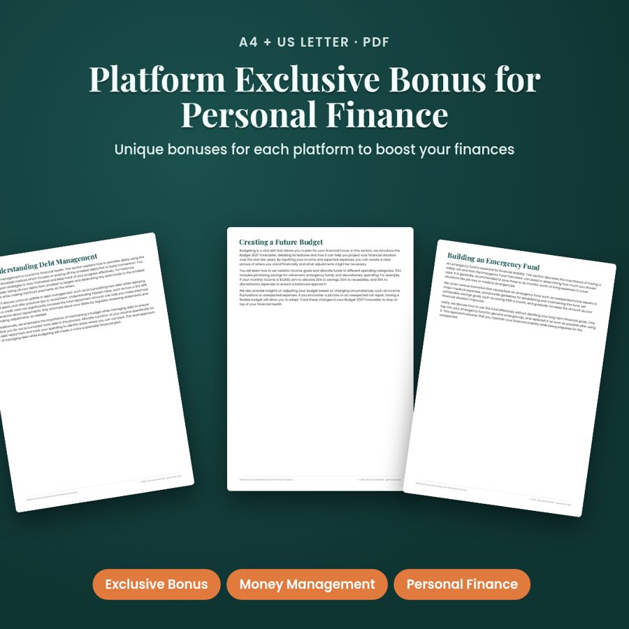 Platform Exclusive Bonus for Personal Finance | Printable PDF