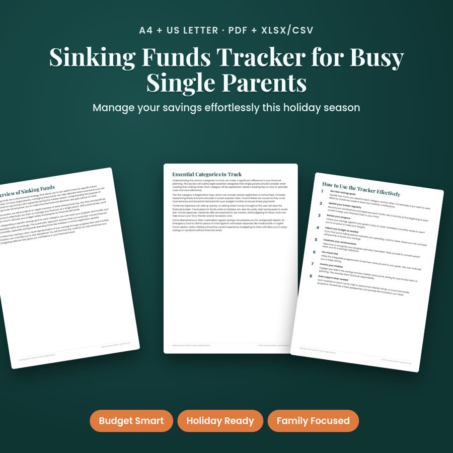 Sinking Funds Tracker for Busy Single Parents | PDF + Excel