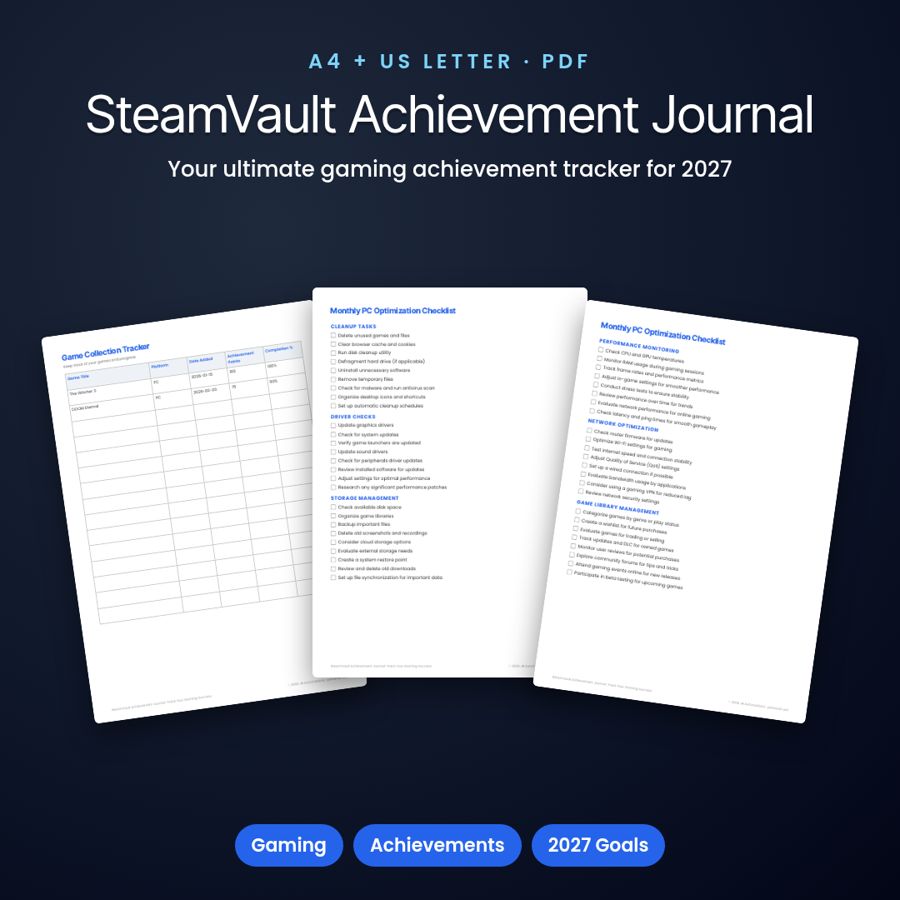 SteamVault Achievement Journal: Track Your Gaming Success