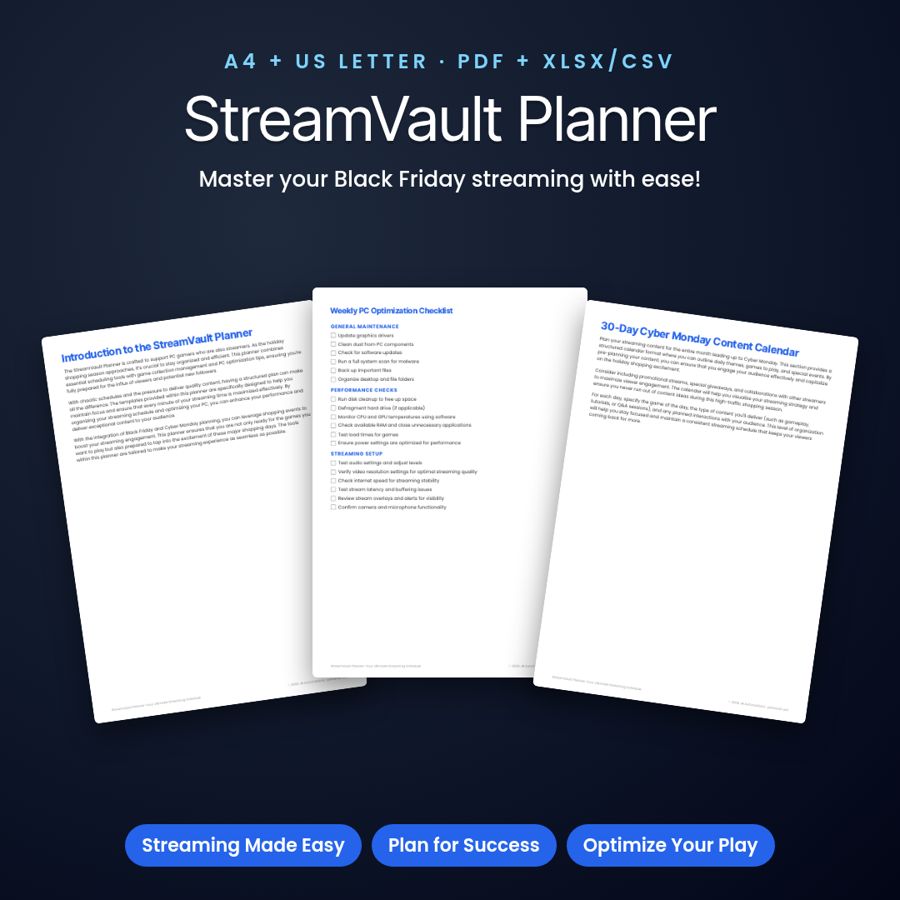 StreamVault Planner: Your Ultimate Streaming Schedule | PDF + Excel