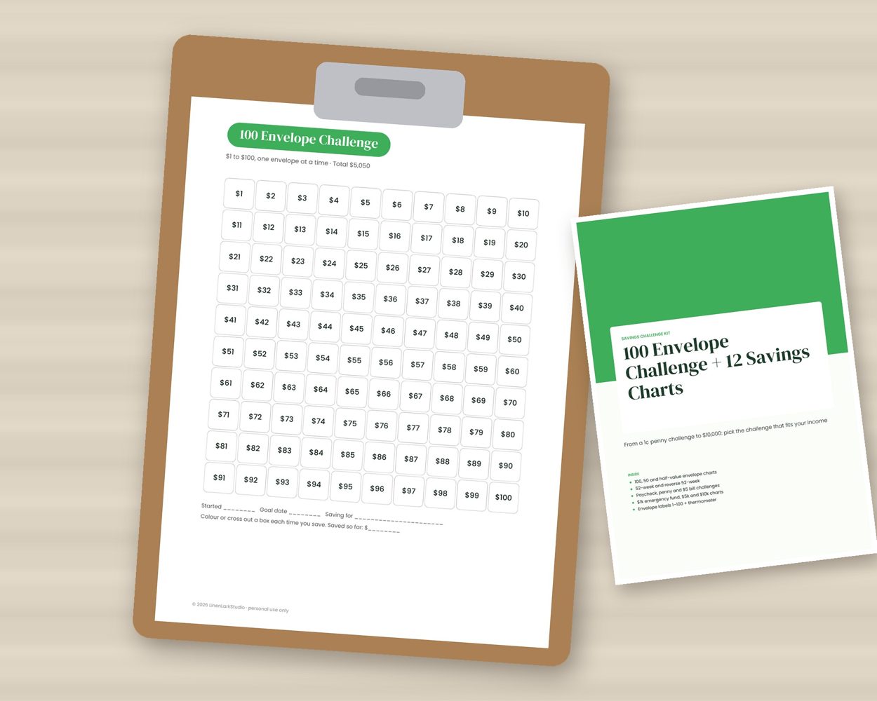 100 Envelope Challenge + 12 Savings Charts – preview 4