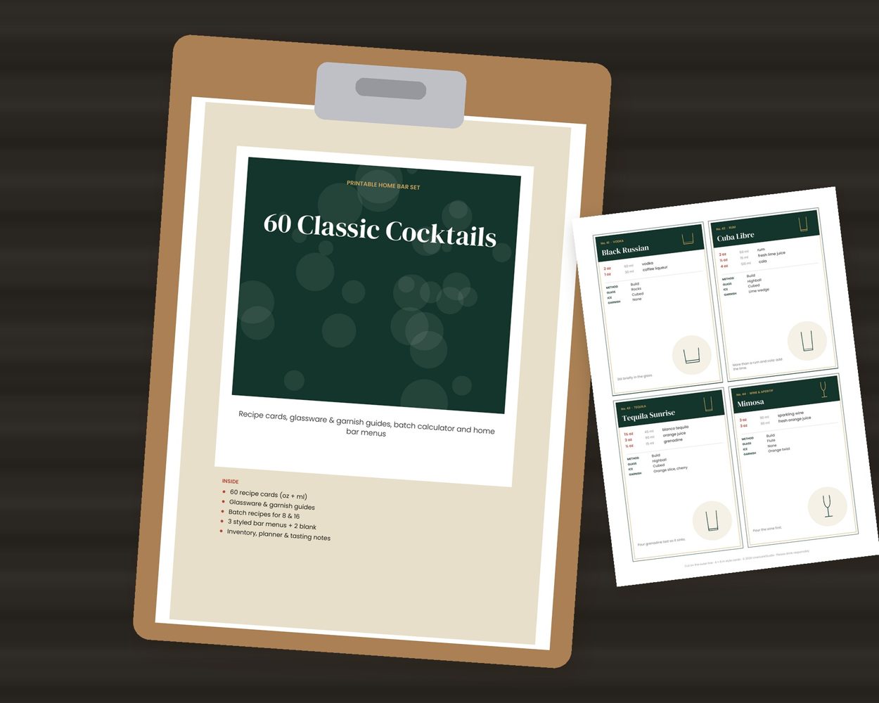 60 Classic Cocktail Recipe Cards – preview 4