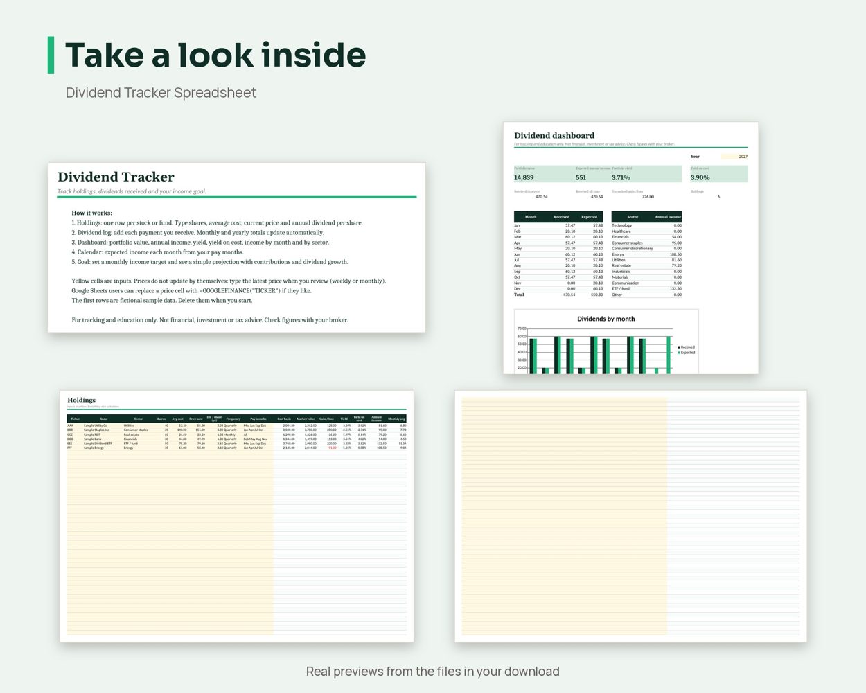 Dividend Tracker Spreadsheet – preview 2