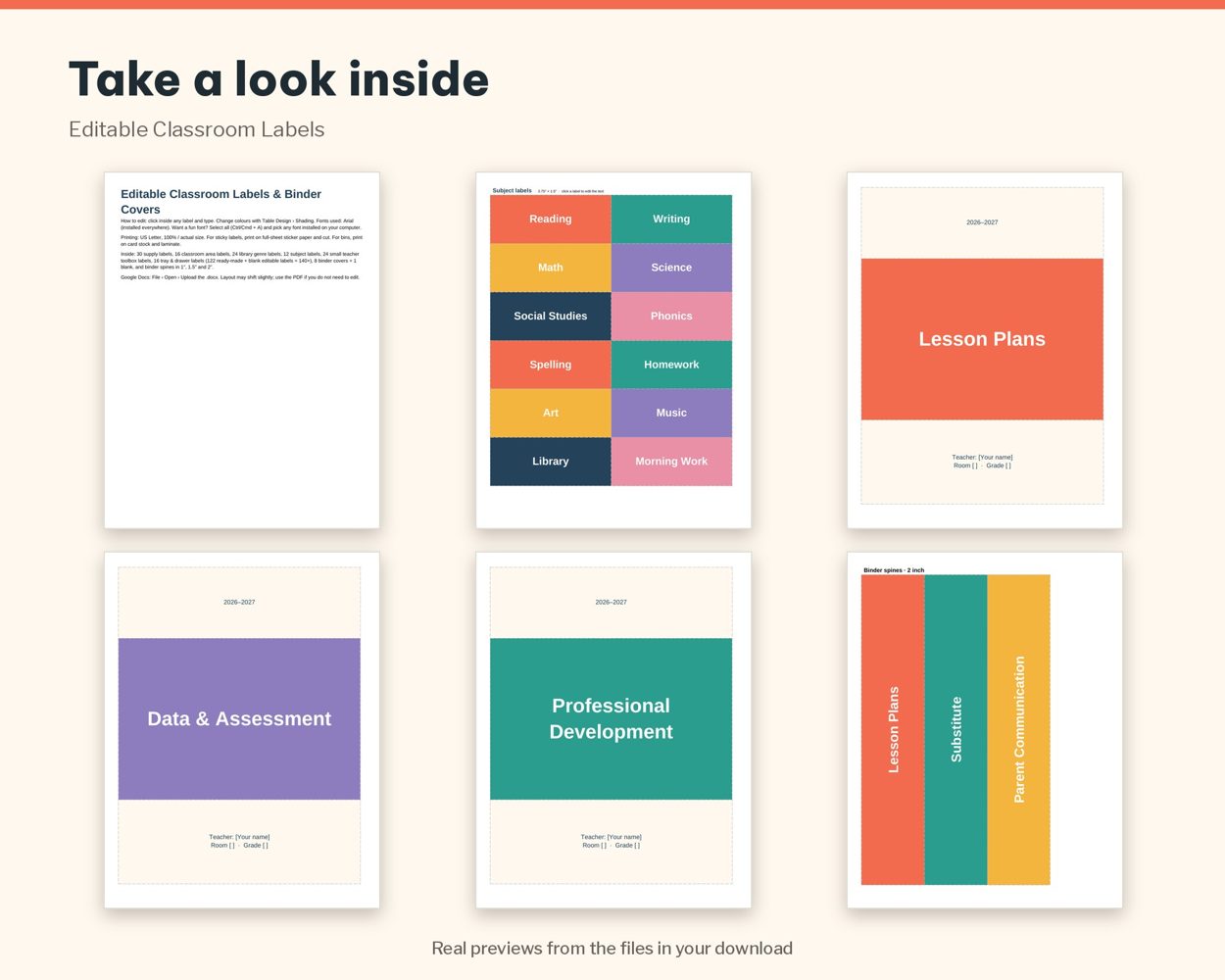 Editable Classroom Labels – preview 2