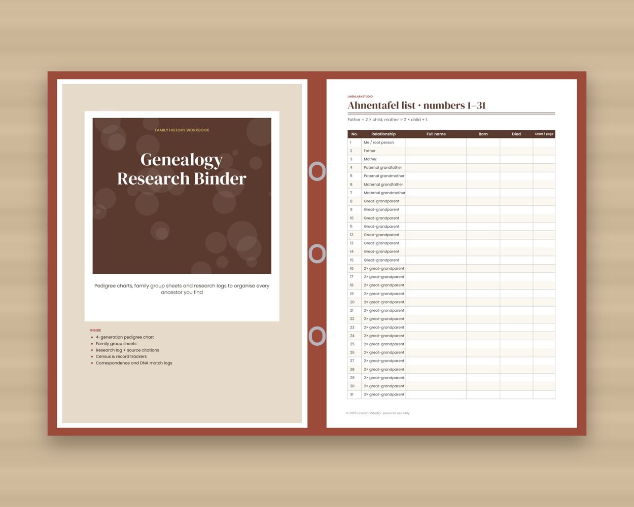 Genealogy Research Binder – preview 4