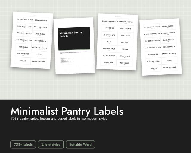 Minimalist Pantry Labels