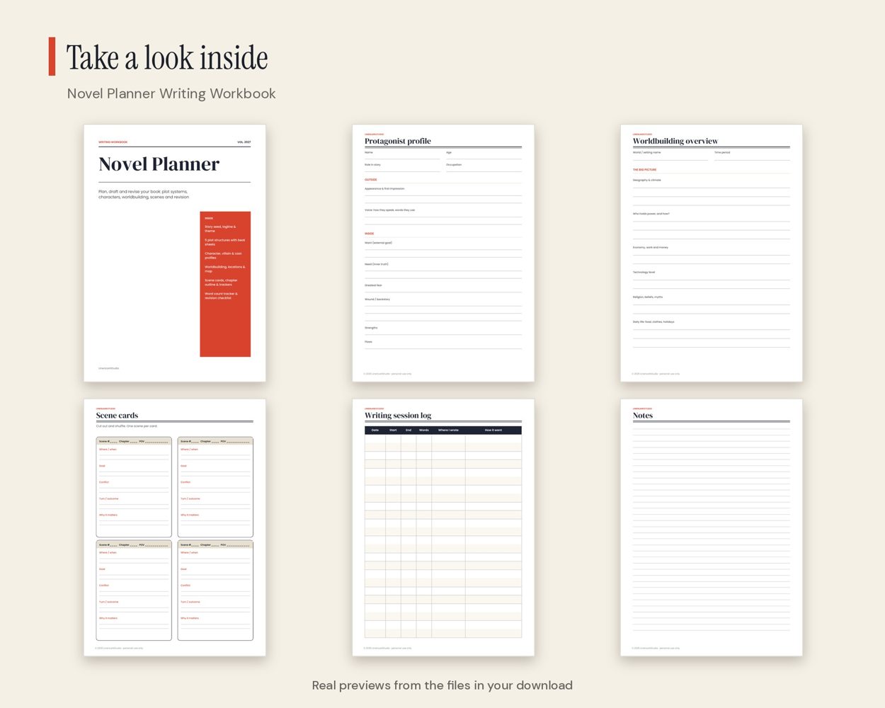 Novel Planner Writing Workbook – preview 2