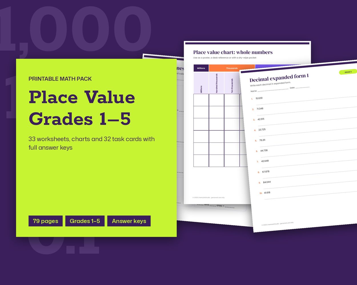 Place Value Grades 1–5 – cover