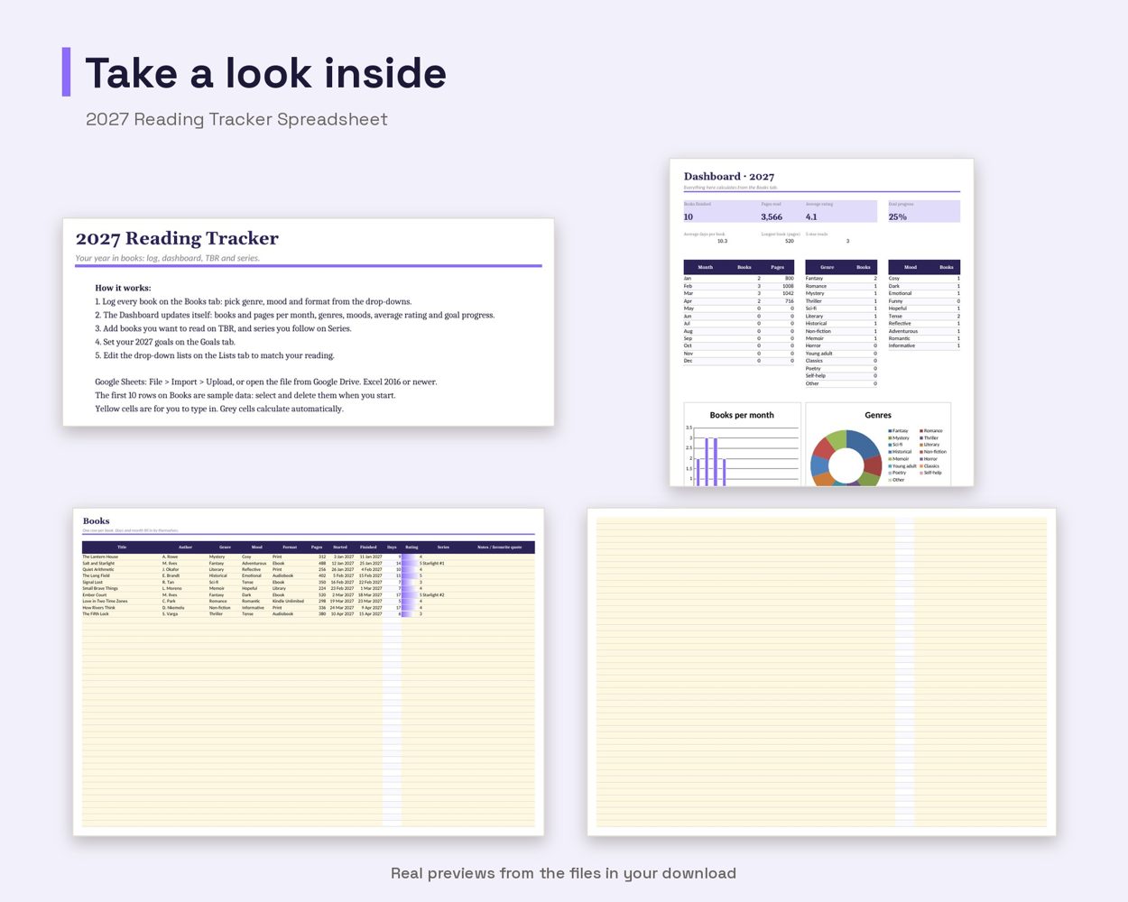 2027 Reading Tracker Spreadsheet – preview 2
