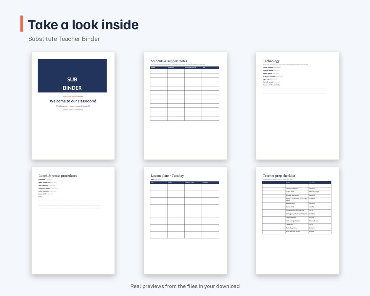 Substitute Teacher Binder – preview 2
