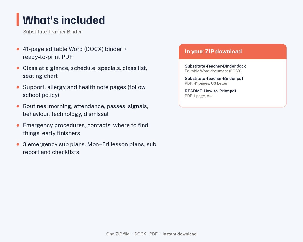 Substitute Teacher Binder – preview 3