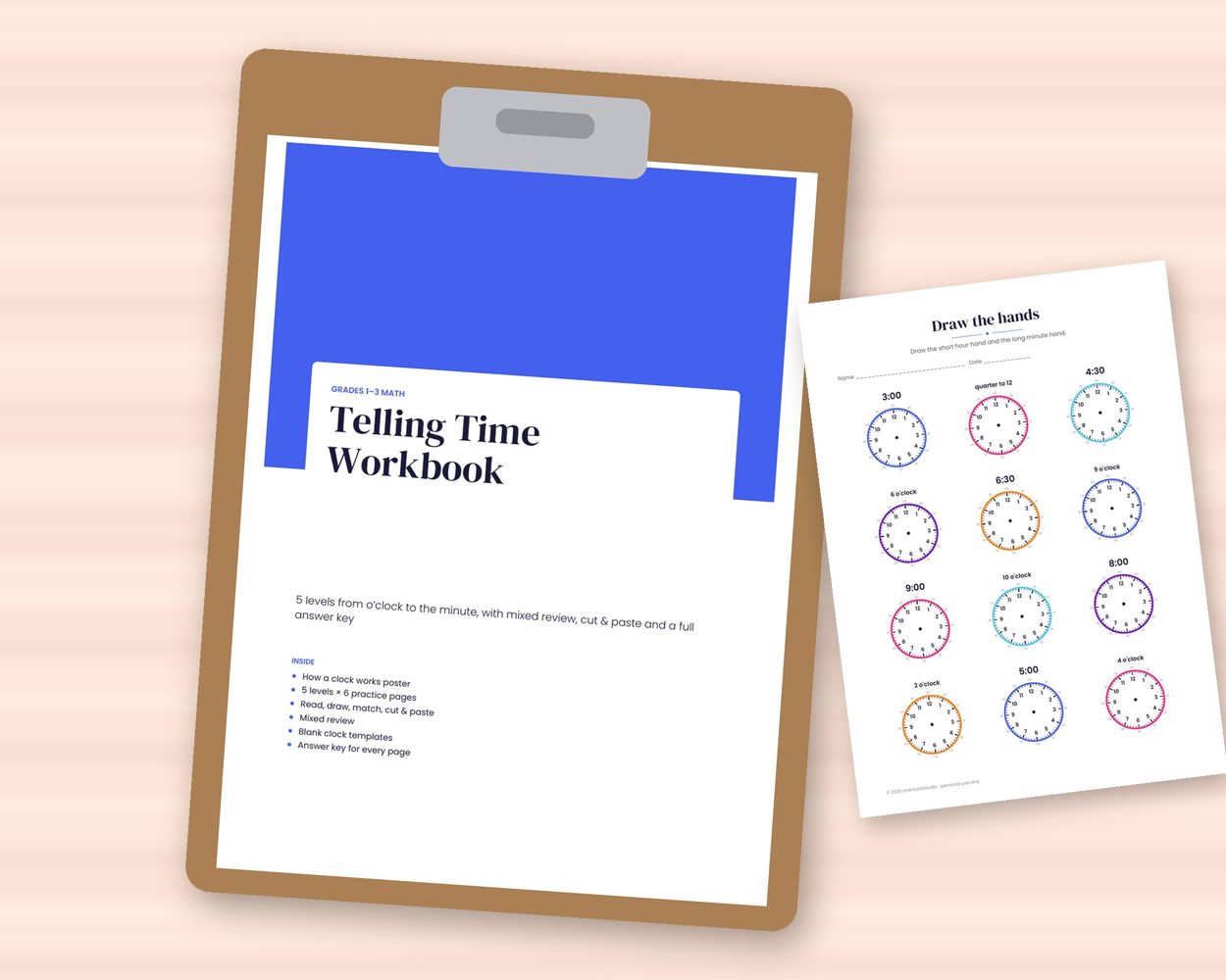 Telling Time Workbook – preview 4