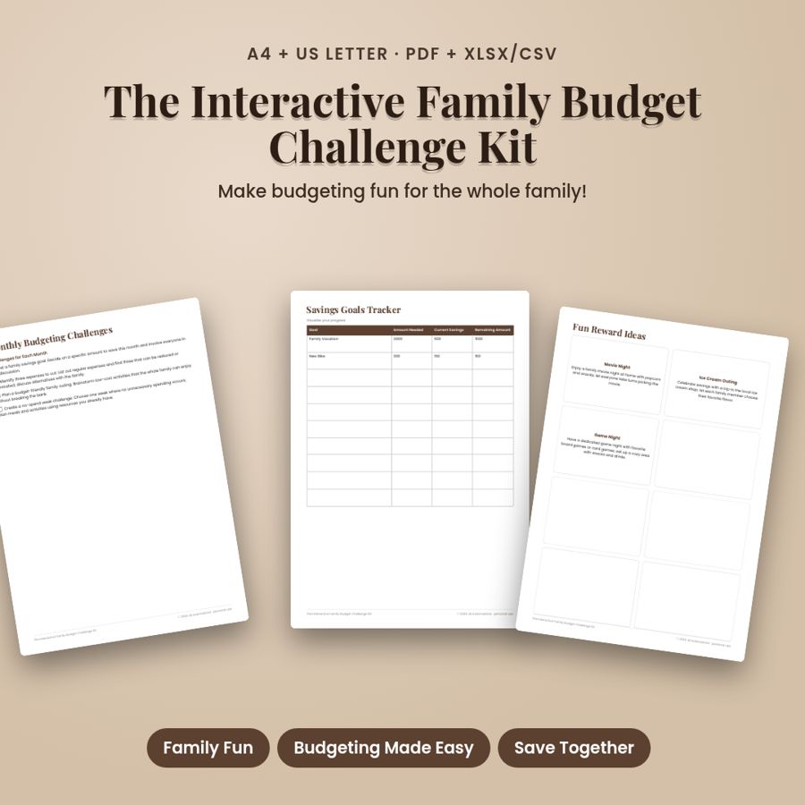 The Interactive Family Budget Challenge Kit | PDF + Excel Spreadsheet