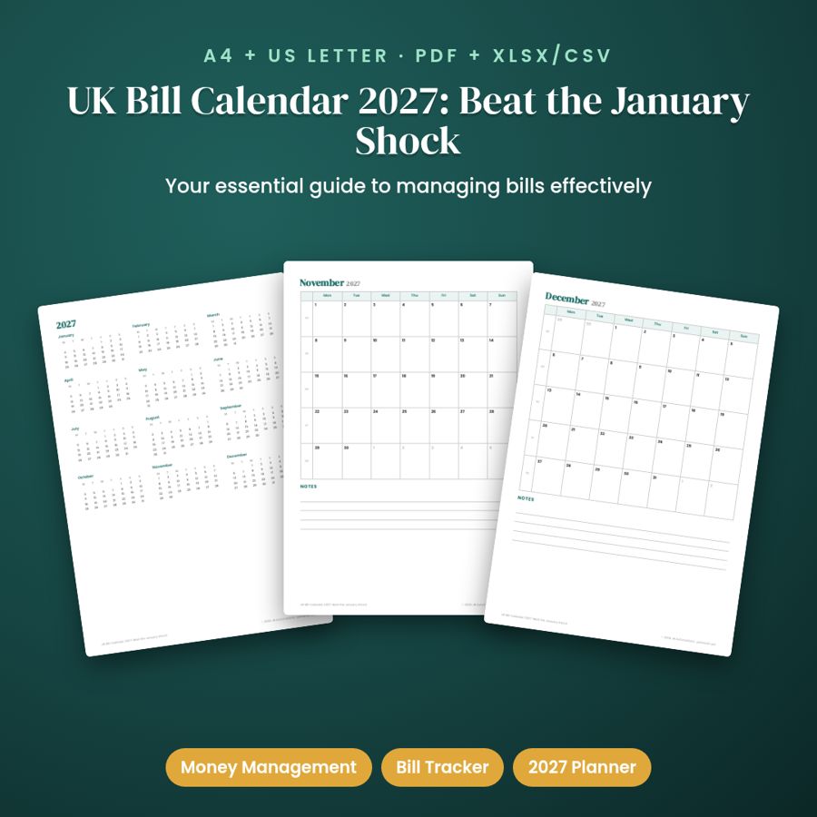 UK Bill Calendar 2027: Beat the January Shock | PDF + Excel
