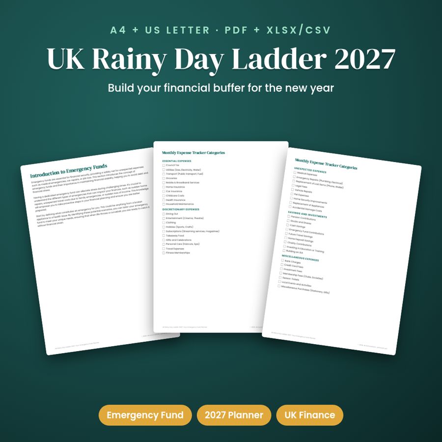 UK Rainy Day Ladder 2027: Your Emergency Fund Planner | PDF + Excel
