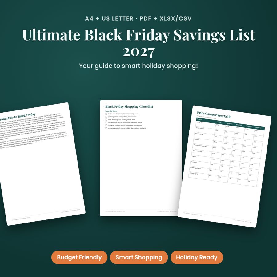 Ultimate Black Friday Savings List 2027 | PDF + Excel Spreadsheet