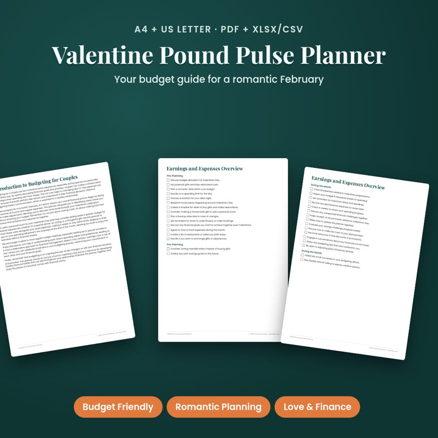 Valentine Pound Pulse Planner | Printable PDF + Excel Template