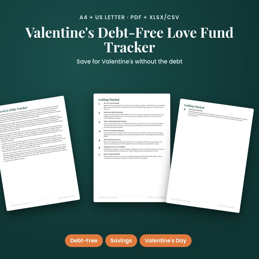Valentine's Debt-Free Love Fund Tracker | PDF + Excel Spreadsheet