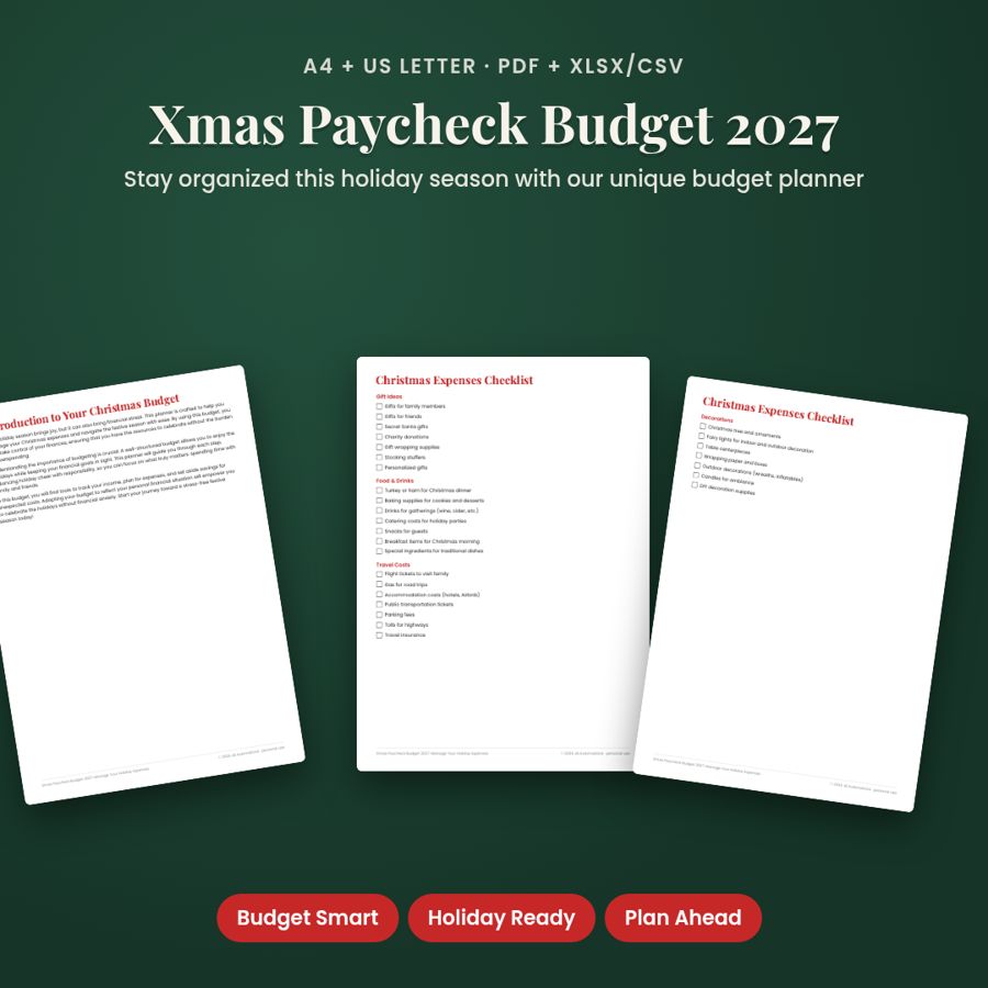 Xmas Paycheck Budget 2027: Manage Your Holiday Expenses | PDF + Excel